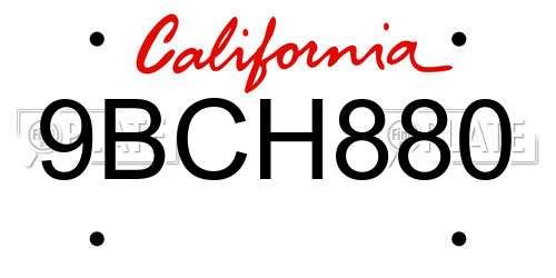 9BCH880 California License Plate