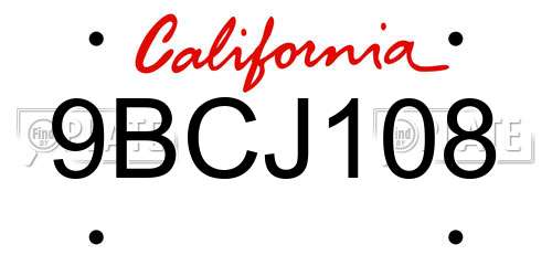 9BCJ108 California License Plate