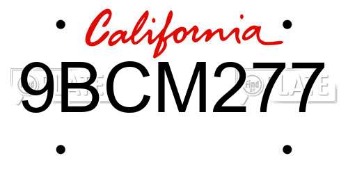 9BCM277 California License Plate