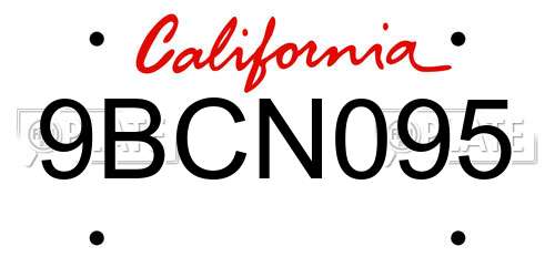 9BCN095 California License Plate