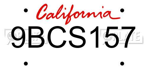 9BCS157 California License Plate