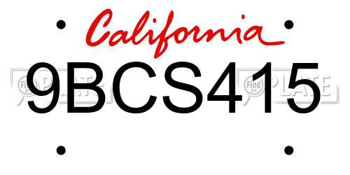 9BCS415 California License Plate