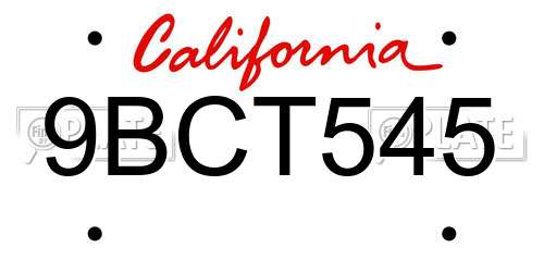 9BCT545 California License Plate