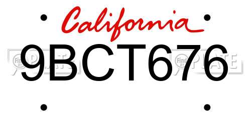 9BCT676 California License Plate
