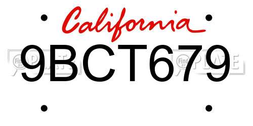 9BCT679 California License Plate