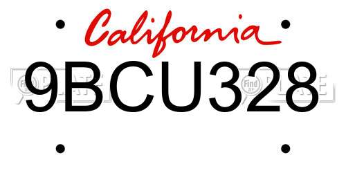 9BCU328 California License Plate