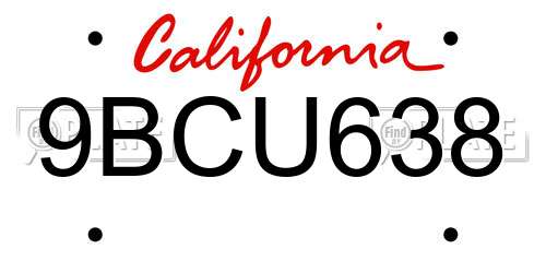 9BCU638 California License Plate
