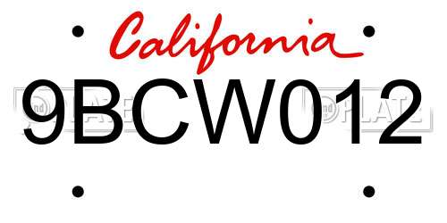 9BCW012 California License Plate