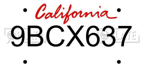 9BCX637 California License Plate