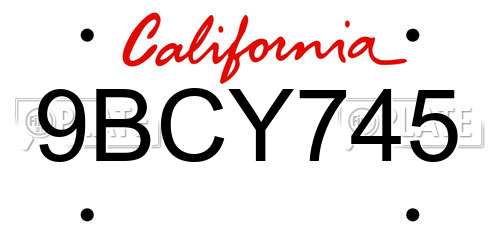 9BCY745 California License Plate