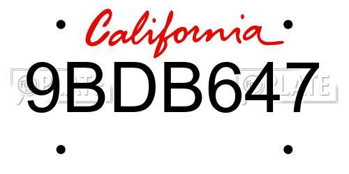 9BDB647 California License Plate