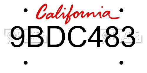 9BDC483 California License Plate