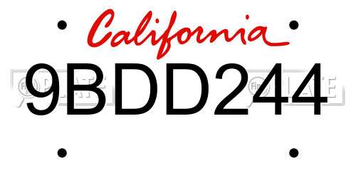 9BDD244 California License Plate