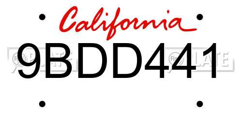 9BDD441 California License Plate