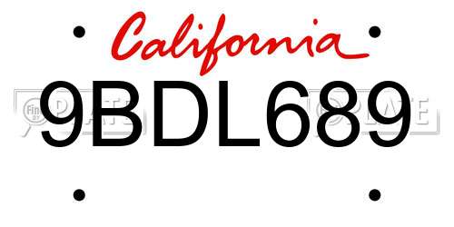 9BDL689 California License Plate