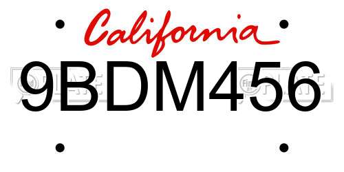 9BDM456 California License Plate