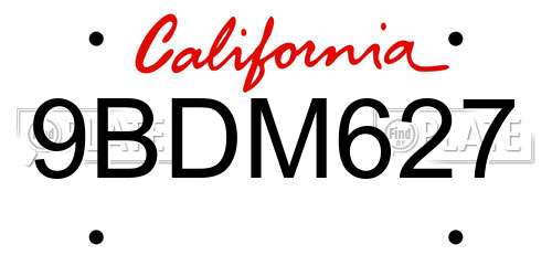 9BDM627 California License Plate