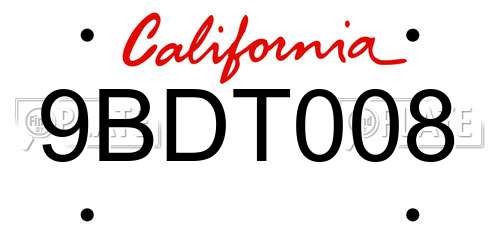 9BDT008 California License Plate
