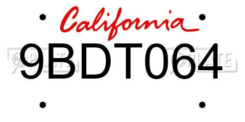 9BDT064 California License Plate