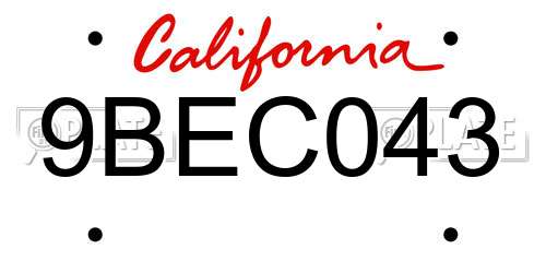 9BEC043 California License Plate