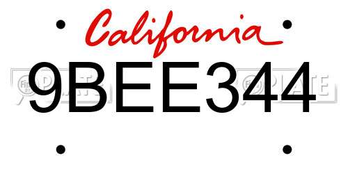 9BEE344 California License Plate