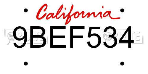 9BEF534 California License Plate
