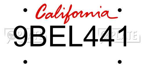 9BEL441 California License Plate
