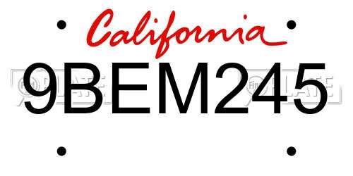 9BEM245 California License Plate