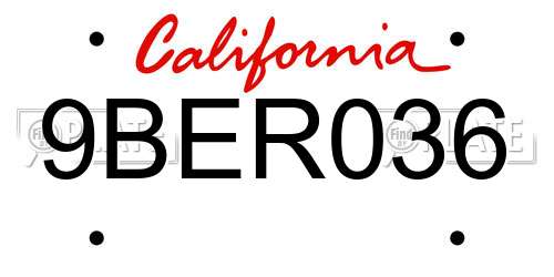 9BER036 California License Plate