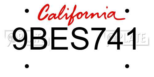 9BES741 California License Plate