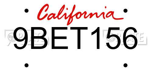 9BET156 California License Plate