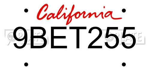 9BET255 California License Plate
