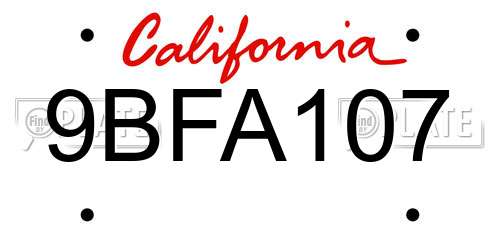 9BFA107 California License Plate