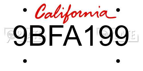 9BFA199 California License Plate