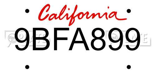 9BFA899 California License Plate