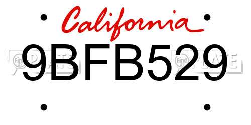 9BFB529 California License Plate