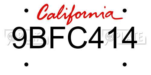 9BFC414 California License Plate