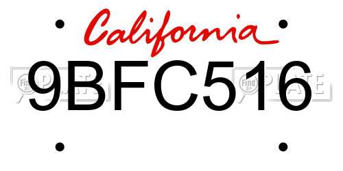 9BFC516 California License Plate