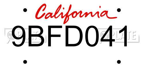 9BFD041 California License Plate