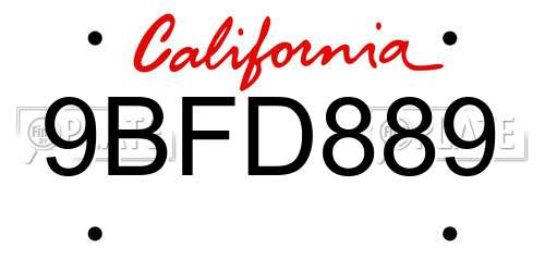 9BFD889 California License Plate
