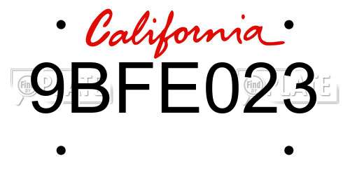9BFE023 California License Plate
