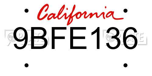 9BFE136 California License Plate