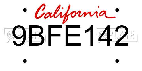 9BFE142 California License Plate