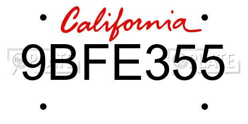 9BFE355 California License Plate