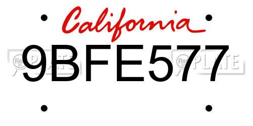9BFE577 California License Plate
