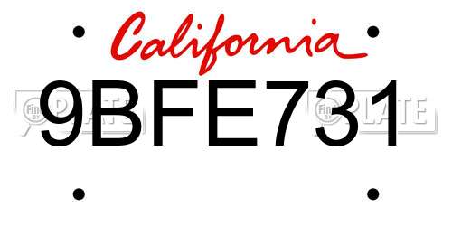 9BFE731 California License Plate