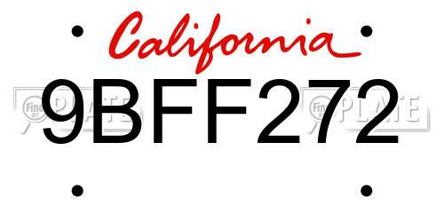 9BFF272 California License Plate