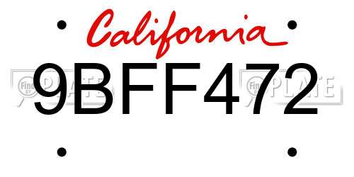 9BFF472 California License Plate