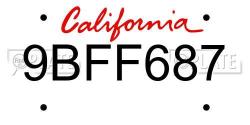 9BFF687 California License Plate
