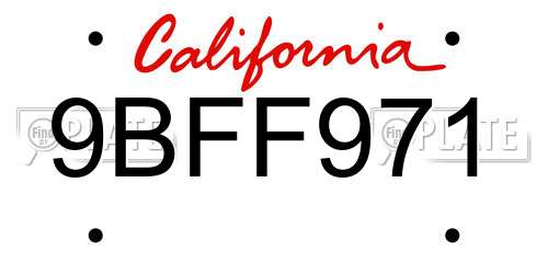 9BFF971 California License Plate